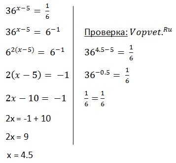 Найдите корень уравнения 36^x-5 = 1/6... - Задание 5 ЕГЭ по математике ...