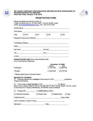 Fillable Online Weizmann Ac Registration Form Weizmann Institute Of