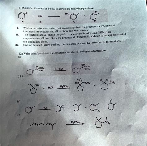 Solved Consider The Reaction Below And Answer The Following Questions