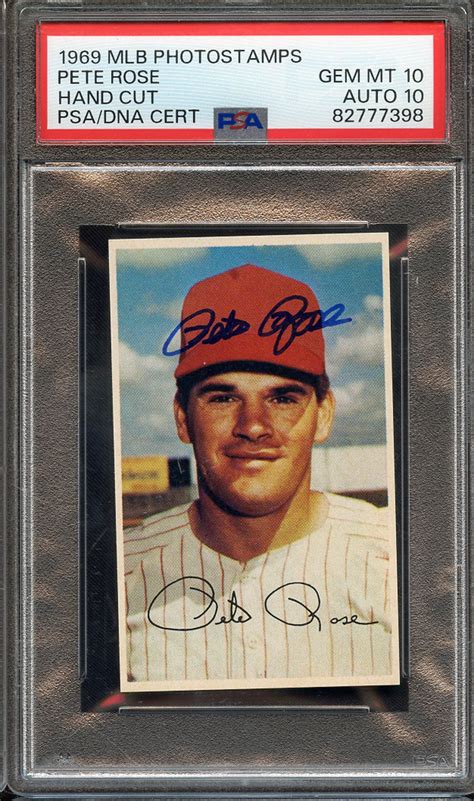 Lot Detail Mlb Photostamps Signed Pete Rose Psa Gem Mt Psa