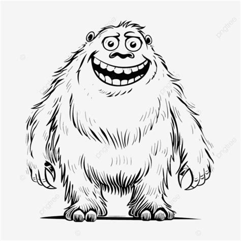 Line Drawing Cartoon Yeti Monster Yeti Abominable Snowman PNG