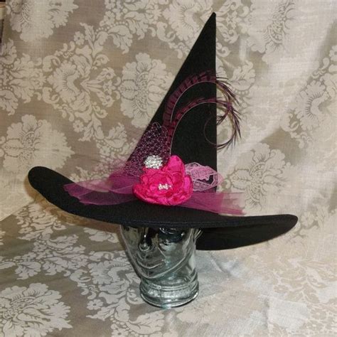 Fancy Pink Witch Hat Felt Hat With Pink By Royalhouseofwhimsy Witch