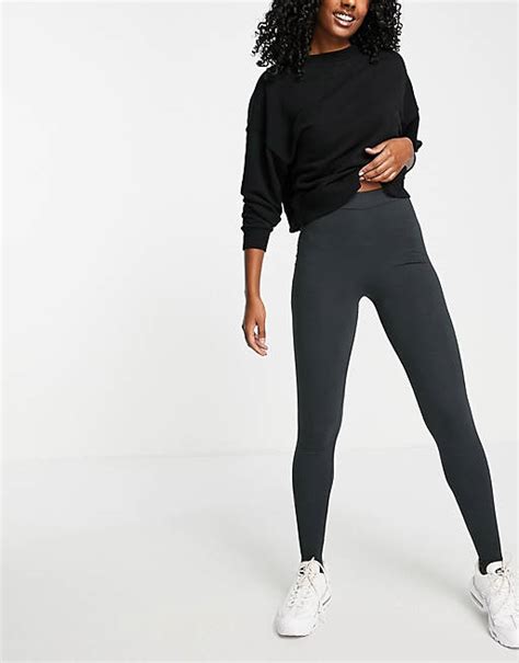 Topshop Stirrup Legging With Leg Graphic In Washed Black Asos