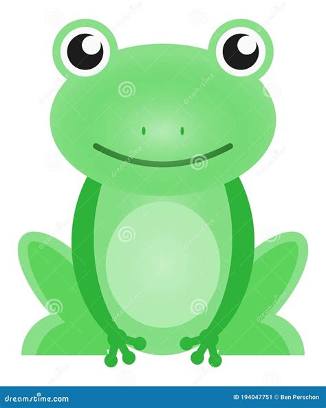 Frog Cartoon Cute Green Toad Vector Illustration Stock Vector