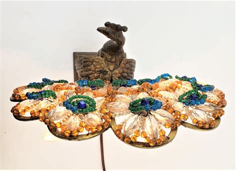 Art Deco Czech Cast Metal And Beaded Glass Figural Peacock Table Or Accent Lamp At 1stdibs