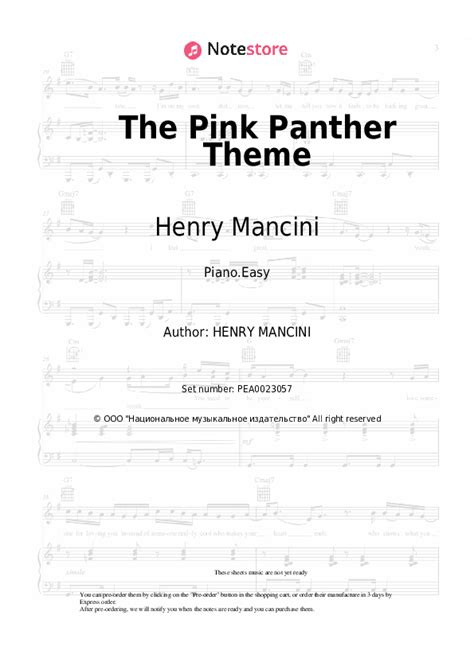 The Pink Panther Theme Piano Sheet Music Easy Henry Mancini In Note