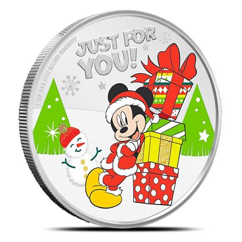 Oz Niue Silver Mickey Mouse Seasons Greetings Coin L Jm Bullion