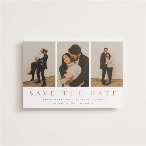 Elegant Trio Foil Pressed Save The Date Postcards By Nicole Walsh Minted