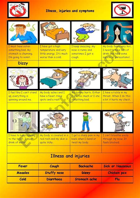 Illness Injuries And Symptoms ESL Worksheet By Anthoni