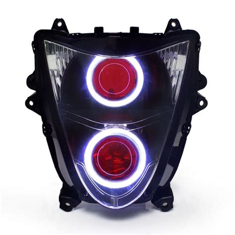 KT Headlight For Suzuki Hayabusa GSX1300R 2008 2017 LED Angel Eye Red