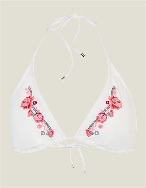 FLORAL EMBROIDERED BIKINI TOP WHITE Monsoon Accessorize Malta
