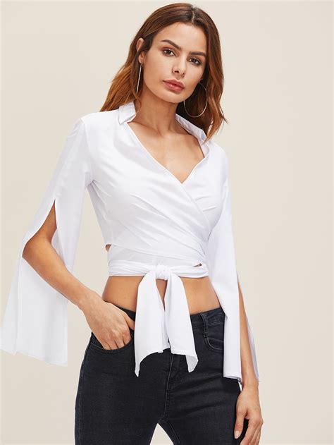 Cutout Back Crisscross Wrap Tie Detail Top SheIn Sheinside