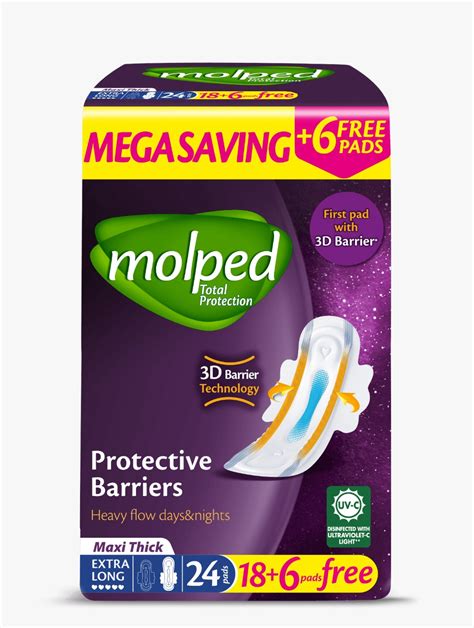 MOLPED EXTRA HEAVY FLOW LONG 18+6 PADS - Tay Pharmacies
