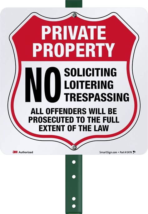 Smartsign 10 X 10 Inch “private Property No Soliciting No Loitering