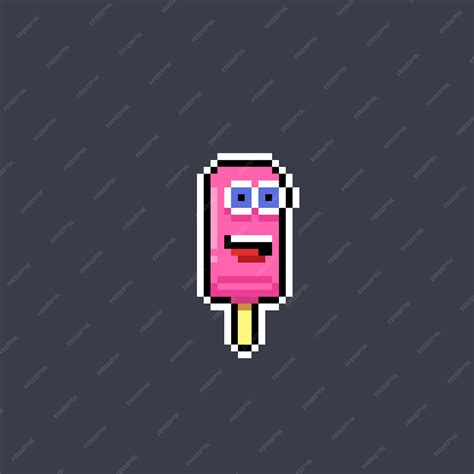 Premium Vector Faced Ice Cream In Pixel Art Style