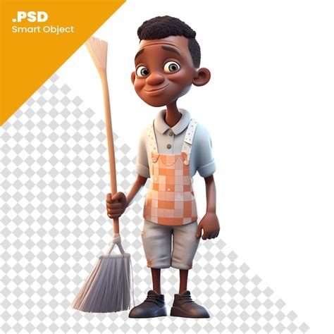 Representación 3d de un niño afroamericano con una plantilla psd de