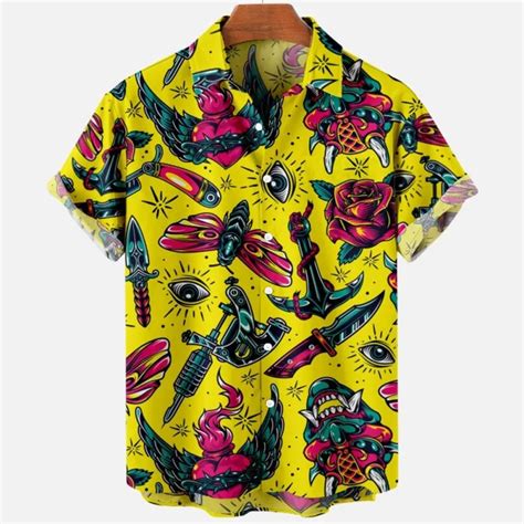 Camisa Floral Informal Hawaiana Para Hombre Camisa De Manga Corta Con