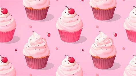 Premium Ai Image A Pink Background With Pink Cupcakes With Pink