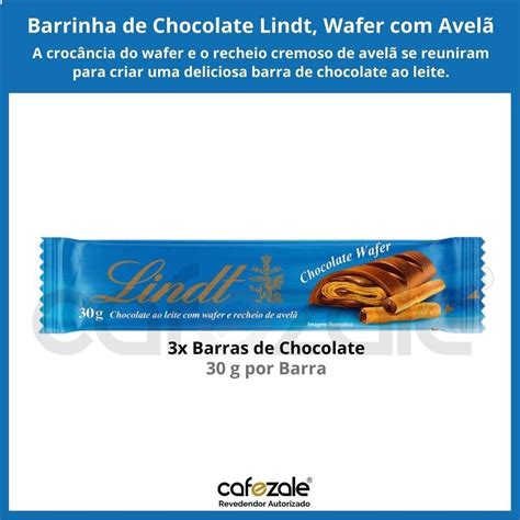 Chocolate Lindt Barra Wafer Avelã 3 Barrinhas de 30g