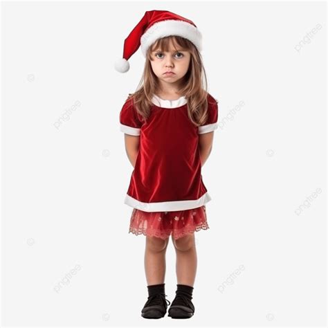 Menina Chateada Vestindo Fantasia De Natal Em Pé Isolada PNG