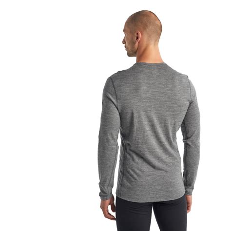 Icebreaker Mens Merino 200 Oasis Long Sleeve Crewe Thermal Top Grit