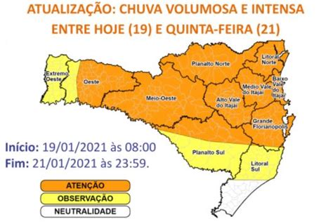 Sc Tem Alerta Para Risco Alto De Alagamentos E Deslizamentos Até Quinta