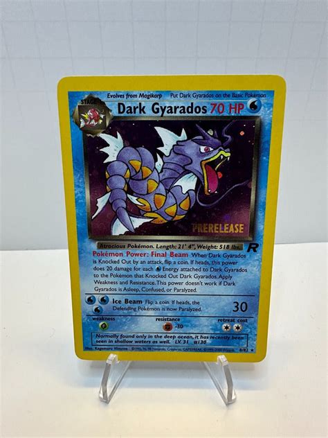 Dark Gyarados Prerelease Pokemon Card Wotc Team Rocket Holo