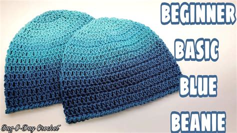 Easy Beginner Basic Blue Beanie Crochet Easy Unisex Hat Free Crochet