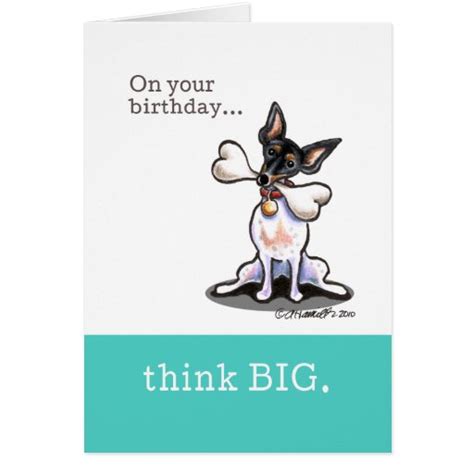 Rat Terrier Funny Birthday Think Big Greeting Card Zazzle