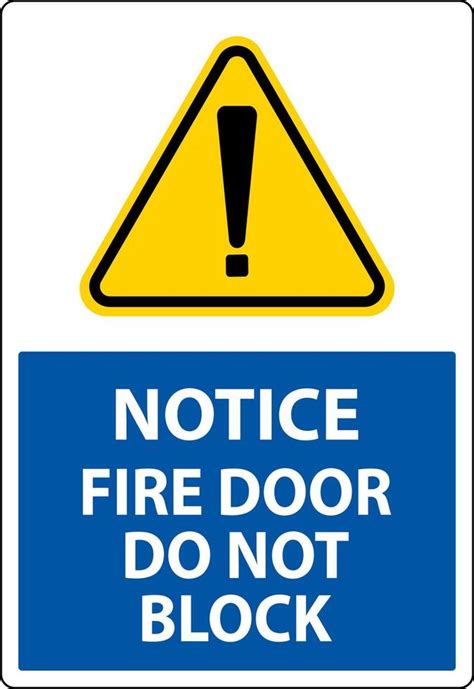 Notice Fire Door Do Not Block Sign On White Background 19642812 Vector