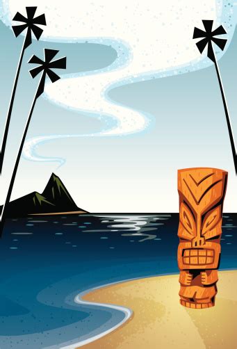 Tiki Hawaiian Background Stok Vektör Sanatı And Tiki Heykel‘nin Daha Fazla Görseli Tiki