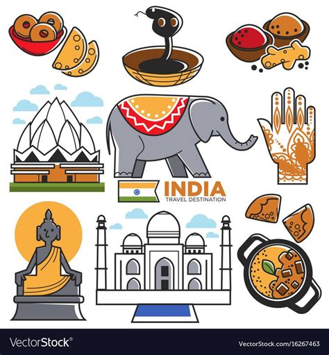 India Tourism Travel And Indian Culture Royalty Free Vector India