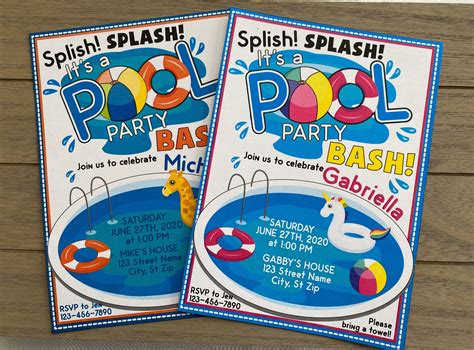 Splish Splash It Is A Pool Party Bash Pool Party Invitation Summer