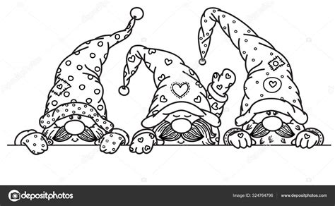 Vector Cute Gnomes Cartoons Hiding By Blank Stock Vector Image By