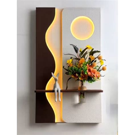 jual hiasan dinding aestetik nyala led rgb ambalan vas bunga modern