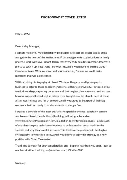 Photographer Cover Letter Examples Writing Tips