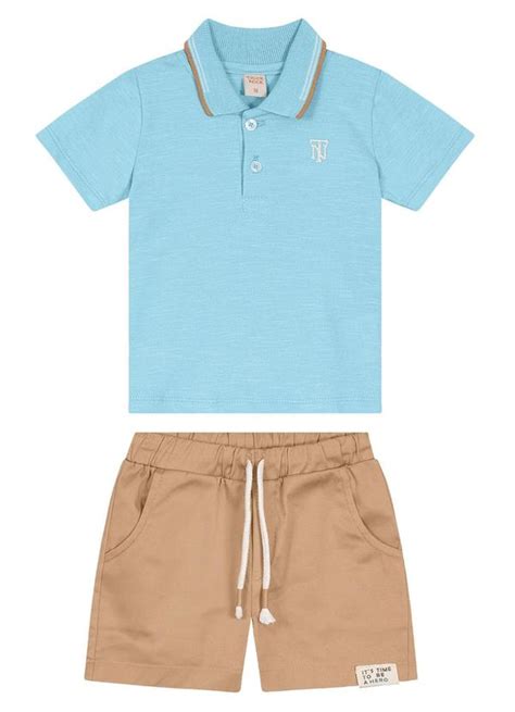 Conjunto Infantil Polo E Bermuda Azul Trick Nick