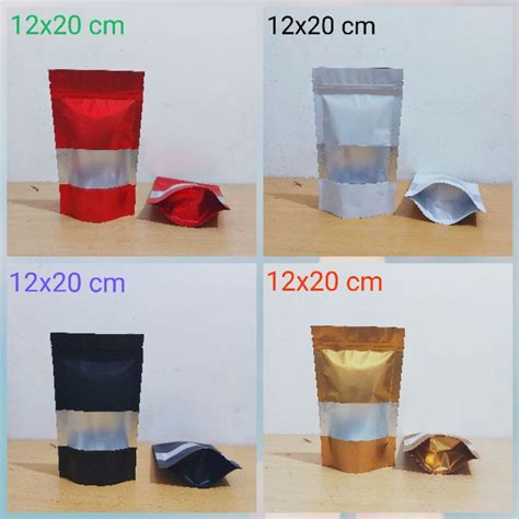 Jual Kemasan Standing Pouch Window Plastik Klip Warna Warni Murah