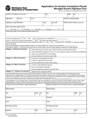 Fillable Online Wsdot Wa DOT Form 224 694 Application For Access