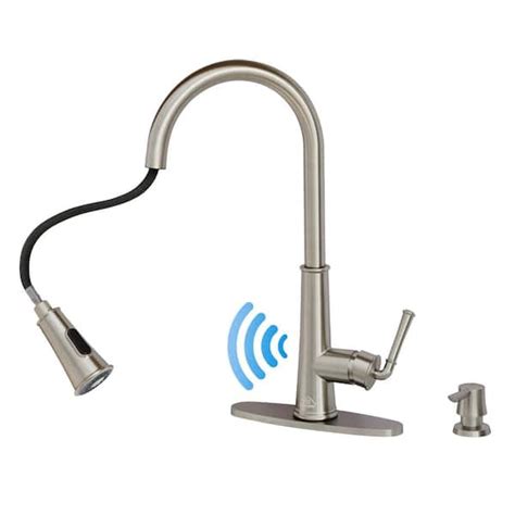 Casainc Single Handle Pull Down Sprayer Kitchen Faucet With Touchless Sensor Led Soap