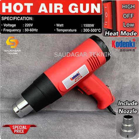 Jual Mesin Hot Gun Blower Tangan Heat Gun Mesin Pemanas Plastik Srink Kodenki Shopee Indonesia