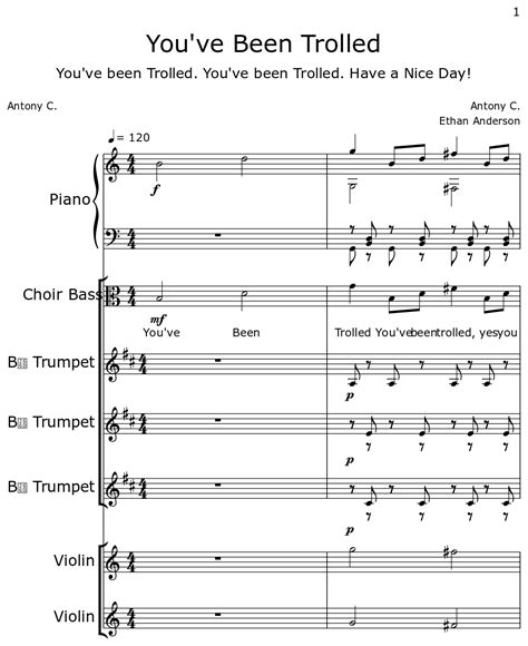 You Ve Been Trolled Sheet Music For Piano Choir Tenor Trumpet Violin