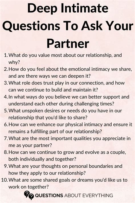 Deep Intimate Questions To Ask Your Partner Intimate Questions Relationship Advice