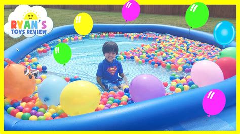 Balloon Pop Surprise Toys Challenge In Giant Ball Pit Youtube