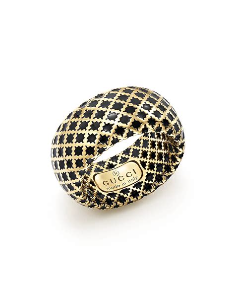 Gucci 18k Yellow Gold Diamantissima Ring With Black Enamel Bloomingdales