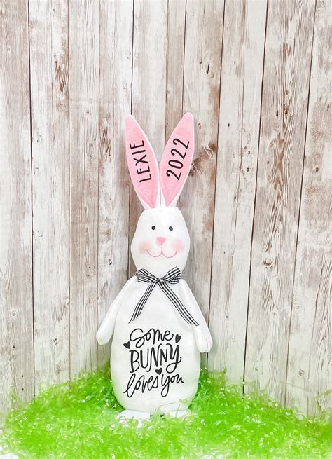 Personalized White Easter Bunny Custom White Bunny Decoration