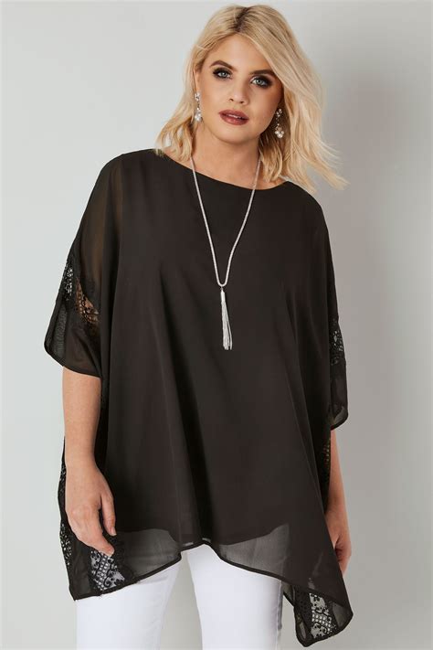 YOURS LONDON Black Chiffon Cape Top Plus Size 16 To 32