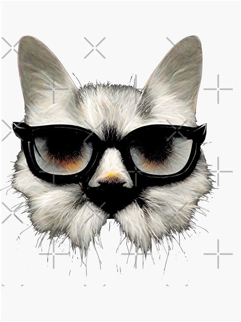 Funny Cat Face With Funny Glasses Sticker For Sale By Skiill R