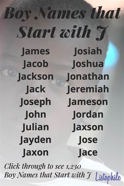 A Boy Names That Start With J And Starts With J On The Back Of A Poster