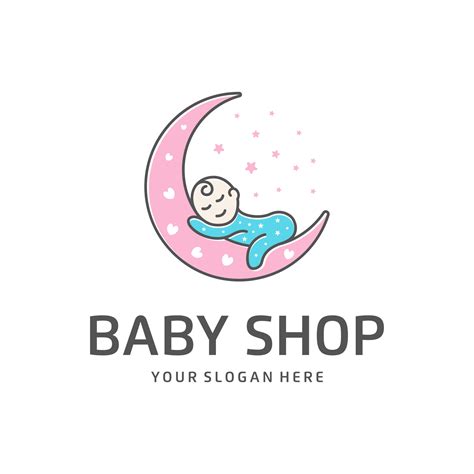 Baby shop with moon heart baby logo design 7559261 Vector Art at Vecteezy